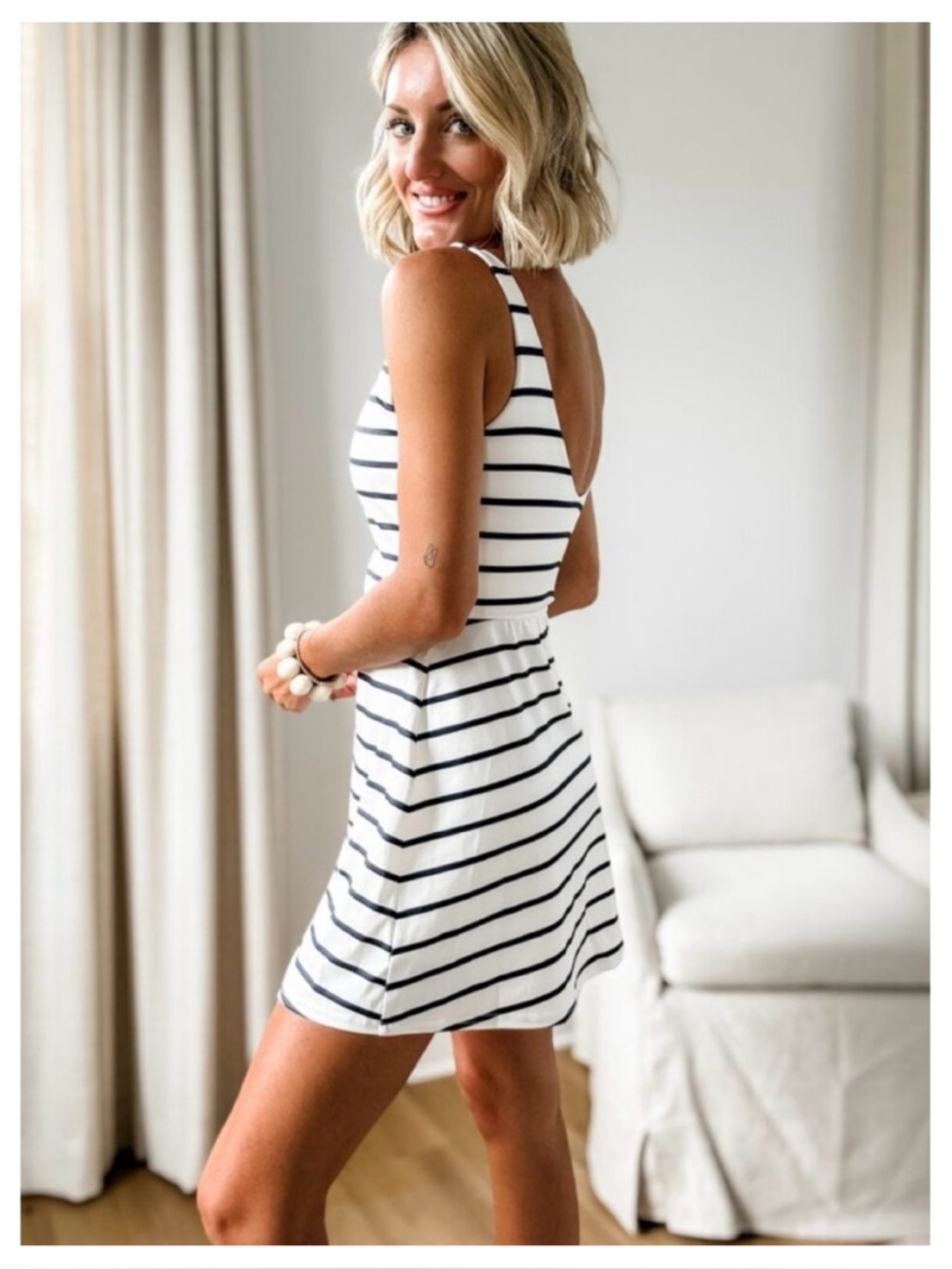 NWT Target All In Motion Active Dress in Navy & White Stripe  Size Medium